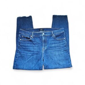 For All Mankind Ankle Slice Jeans – Dark Wash Raw Hem